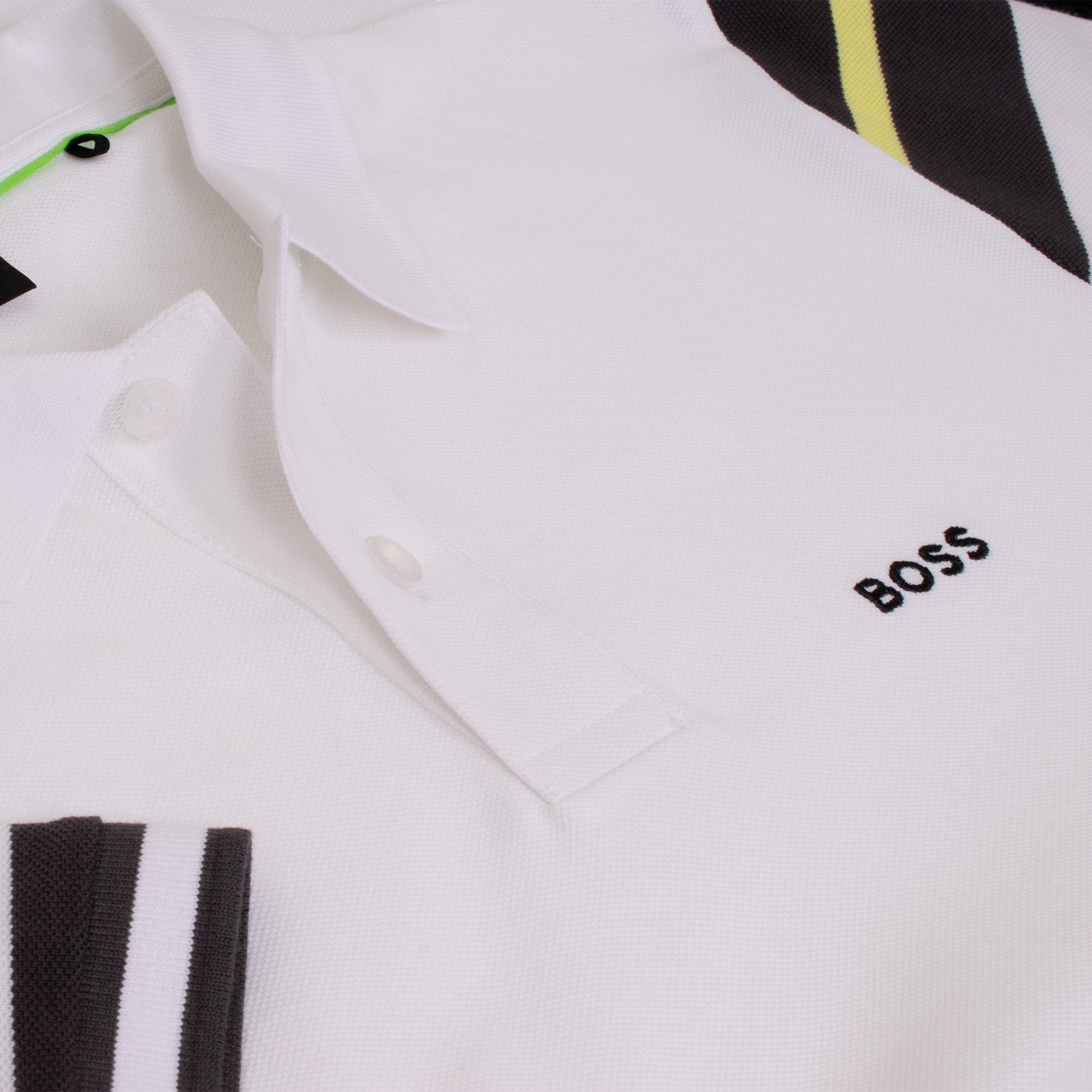 Boss Polo Sleeve Zone Mens Polo Shirt White